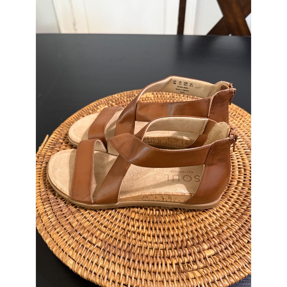 Soul Naturalizer Cindi Womens 8M Brown Gladiator Strappy Back Zip Flat Sandals